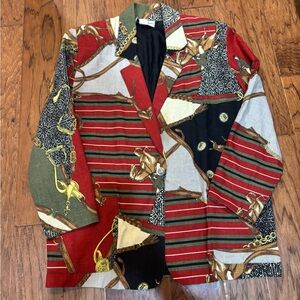 Vintage Raphael Lorenzo Equestrian Scarf Print Blazer Meduim